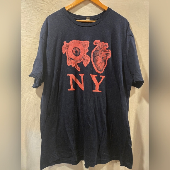 Eye Heart NY - Navy Screenprinted Graphic Tee, 3X - Picture 1 of 5